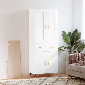 High glossy white plywood sideboard 69.5x34x180 cm by , Sideboards - Ref: Foro24-3199859, Price: 162,43 €, Discount: %