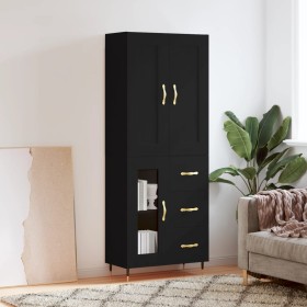 Tall black plywood sideboard 69.5x34x180 cm by , Sideboards - Ref: Foro24-3199922, Price: 167,99 €, Discount: %