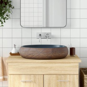 Brown and blue ceramic oval countertop sink 59x40x15cm by , Sinks - Ref: Foro24-155081, Price: 141,57 €, Discount: %