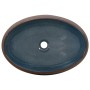 Lavabo sobre encimera ovalado cerámica marrón y azul 59x40x15cm de , Lavabos - Ref: Foro24-155081, Precio: 141,45 €, Descuent...