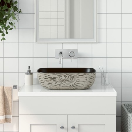 Lavabo encimera rectangular cerámica gris negro 48x37,5x13,5 cm de , Lavabos - Ref: Foro24-155097, Precio: 129,99 €, Descuent...