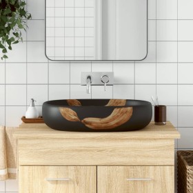 Lavabo sobre encimera ovalado cerámica negro 59x40x14 cm de , Lavabos - Ref: Foro24-155106, Precio: 161,62 €, Descuento: %