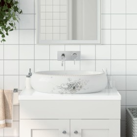 White ceramic oval countertop washbasin 59x40x15 cm by , Sinks - Ref: Foro24-155110, Price: 169,06 €, Discount: %