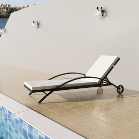 Sonnenliege mit Kissen und schwarzen synthetischen Rattanrädern von vidaXL, Liegen - Ref: Foro24-42489, Preis: 139,99 €, Raba...