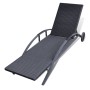 Sun lounger with cushion and black synthetic rattan wheels by vidaXL, Loungers - Ref: Foro24-42489, Price: 163,23 €, Discount: %