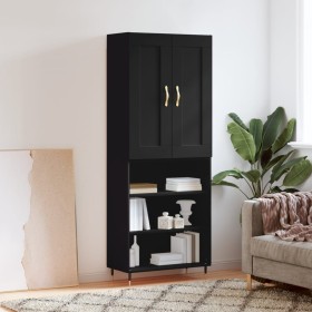 Tall black plywood sideboard 69.5x34x180 cm by , Sideboards - Ref: Foro24-3200050, Price: 126,99 €, Discount: %