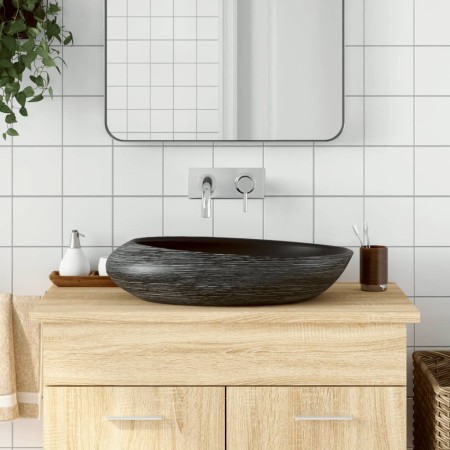 Gray and black ceramic oval countertop sink 59x40x14 cm by , Sinks - Ref: Foro24-155091, Price: 161,62 €, Discount: %