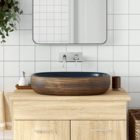 Brown and blue ceramic oval countertop sink 59x40x14cm by , Sinks - Ref: Foro24-155100, Price: 161,76 €, Discount: %