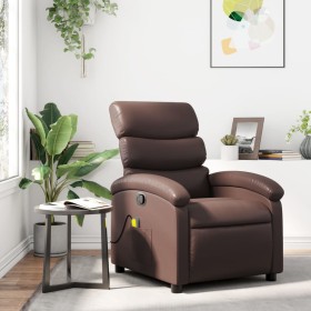 Brown synthetic leather reclining massage chair by , Armchairs - Ref: Foro24-371722, Price: 211,11 €, Discount: %