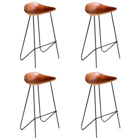 Kitchen stools 4 units brown genuine leather by , Kitchen stools - Ref: Foro24-276363, Price: 358,09 €, Discount: %