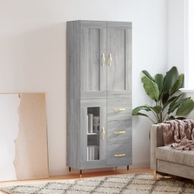 Aparador alto madera contrachapada gris sonoma 69,5x34x180 cm de , Aparadores - Ref: Foro24-3199927, Precio: 161,16 €, Descue...