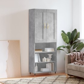 Concrete gray plywood tall sideboard 69.5x34x180 cm by , Sideboards - Ref: Foro24-3200053, Price: 117,99 €, Discount: %