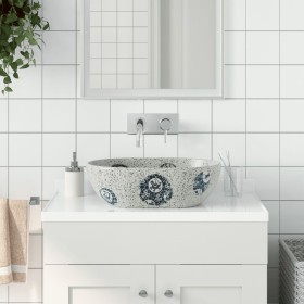 Gray and blue ceramic oval countertop sink 47x33x13 cm by , Sinks - Ref: Foro24-155067, Price: 133,78 €, Discount: %