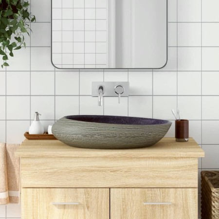 Lavabo sobre encimera ovalado cerámica morado gris 59x40x14 cm de , Lavabos - Ref: Foro24-155092, Precio: 133,22 €, Descuento: %