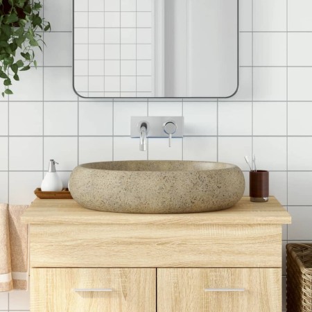 Sand ceramic oval countertop washbasin 59x40x15 cm by , Sinks - Ref: Foro24-155078, Price: 161,99 €, Discount: %