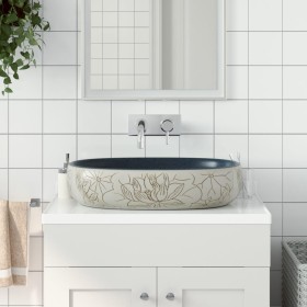 Sand and blue ceramic oval countertop washbasin 59x40x14 cm by , Sinks - Ref: Foro24-155099, Price: 161,76 €, Discount: %