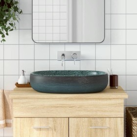 Turquoise ceramic oval countertop washbasin 59x40x14 cm by , Sinks - Ref: Foro24-155101, Price: 161,96 €, Discount: %