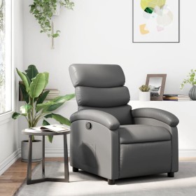 Sillón reclinable de cuero sintético gris de , Sillones - Ref: Foro24-371716, Precio: 227,79 €, Descuento: %