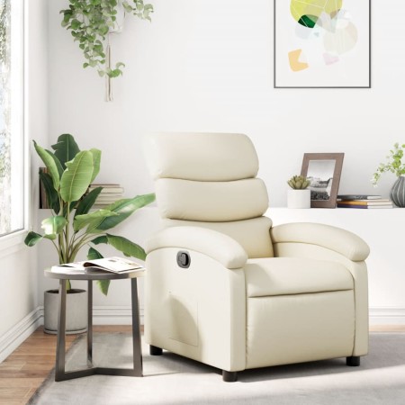 Sillón reclinable de cuero sintético crema de , Sillones - Ref: Foro24-371714, Precio: 228,87 €, Descuento: %