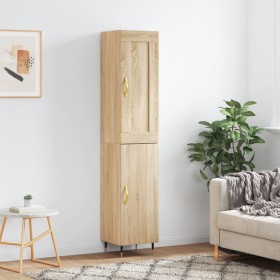 Aparador de madera contrachapada roble Sonoma 34,5x34x180 cm de , Aparadores - Ref: Foro24-3200116, Precio: 96,99 €, Descuent...