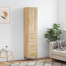 Aparador de madera contrachapada roble Sonoma 34,5x34x180 cm de , Aparadores - Ref: Foro24-3200180, Precio: 105,99 €, Descuen...