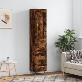 Aparador de madera contrachapada roble ahumado 34,5x34x180 cm de , Aparadores - Ref: Foro24-3200182, Precio: 108,99 €, Descue...