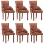 Dining chairs 6 units genuine brown goat leather by , dining chairs - Ref: Foro24-3056698, Price: 989,47 €, Discount: %