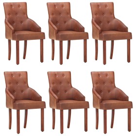 Dining chairs 6 units genuine brown goat leather by , dining chairs - Ref: Foro24-3056698, Price: 1,00 €, Discount: %