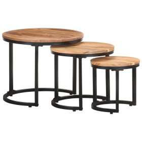 Set of 3 solid acacia wood side tables by , Side tables - Ref: Foro24-320687, Price: 99,75 €, Discount: %