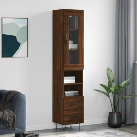 Aparador alto madera contrachapada roble marrón 34,5x34x180 cm de , Aparadores - Ref: Foro24-3199336, Precio: 104,99 €, Descu...