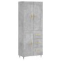 Aparador alto madera contrachapada gris hormigón 69,5x34x180 cm de , Aparadores - Ref: Foro24-3199989, Precio: 154,99 €, Desc...