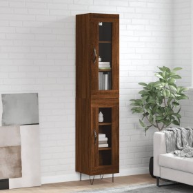 Tall oak brown plywood highboard 34.5x34x180 cm by , Sideboards - Ref: Foro24-3199464, Price: 97,99 €, Discount: %