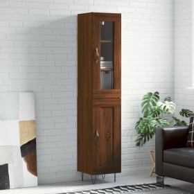 Tall oak brown plywood highboard 34.5x34x180 cm by , Sideboards - Ref: Foro24-3199528, Price: 104,99 €, Discount: %