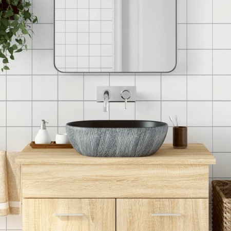 Oval black and grey ceramic countertop sink 47x33x13 cm by , Sinks - Ref: Foro24-155068, Price: 151,84 €, Discount: %