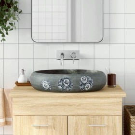 Oval gray ceramic countertop sink 59x40x15 cm by , Sinks - Ref: Foro24-155089, Price: 131,99 €, Discount: %