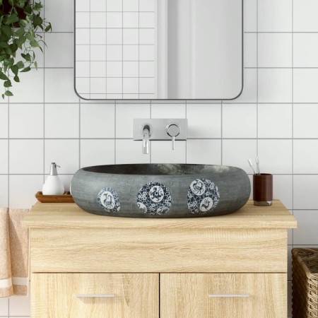 Lavabo sobre encimera ovalado cerámica gris 59x40x15 cm de , Lavabos - Ref: Foro24-155089, Precio: 131,99 €, Descuento: %