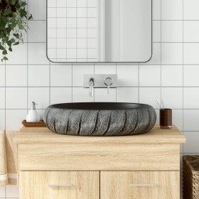 Oval black and grey ceramic countertop sink 59x40x15 cm by , Sinks - Ref: Foro24-155080, Price: 141,53 €, Discount: %