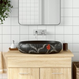 Oval black ceramic countertop sink 59x40x15 cm by , Sinks - Ref: Foro24-155082, Price: 164,99 €, Discount: %