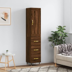 Tall oak brown plywood highboard 34.5x34x180 cm by , Sideboards - Ref: Foro24-3200184, Price: 107,39 €, Discount: %