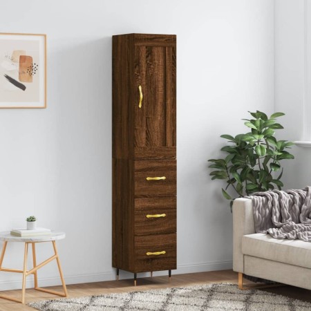 Tall oak brown plywood highboard 34.5x34x180 cm by , Sideboards - Ref: Foro24-3200184, Price: 108,85 €, Discount: %