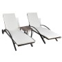 Brown synthetic rattan sun loungers with table by vidaXL, Loungers - Ref: Foro24-42490, Price: 299,58 €, Discount: %