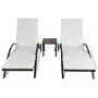 Brown synthetic rattan sun loungers with table by vidaXL, Loungers - Ref: Foro24-42490, Price: 299,58 €, Discount: %