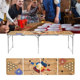 HI Folding beer pong table MDF and aluminum 240x60x55 cm by , Multigame tables - Ref: Foro24-445592, Price: 131,54 €, Discoun...