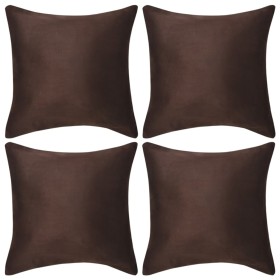 Fundas de Cojín 4 uds 80x80cm poliéster imitación gamuza marrón de vidaXL, Cojines - Ref: Foro24-131933, Precio: 21,99 €, Des...