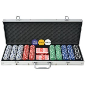 Pokerspiel mit 500 Chips im Aluminiumkoffer von vidaXL, Pokerkoffer und Chips - Ref: Foro24-80182, Preis: 61,99 €, Rabatt: %