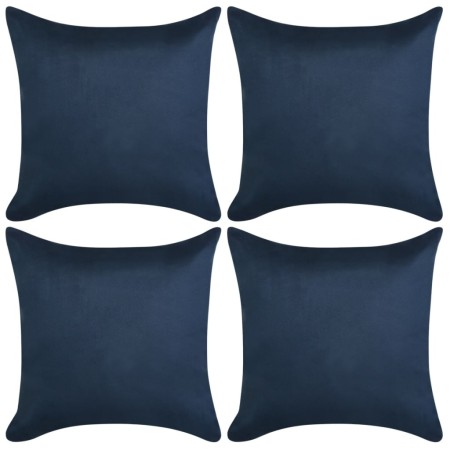 Fundas de cojín 4 uds 80x80cm Poliéster gamuza azul marino de vidaXL, Cojines - Ref: Foro24-131939, Precio: 22,97 €, Descuent...