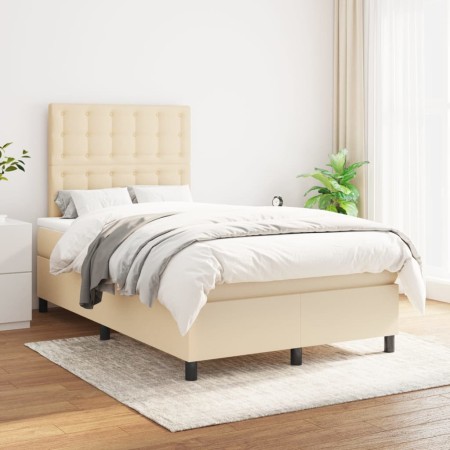 Cama box spring con colchón tela color crema 120x200 cm de , Camas y somieres - Ref: Foro24-3142086, Precio: 433,99 €, Descue...