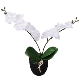 Artificial orchid plant with pot 30 cm white by , artificial flora - Ref: Foro24-244420, Price: 13,99 €, Discount: %