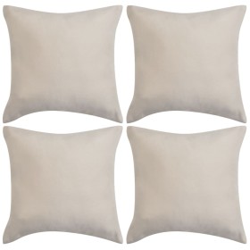 Fundas de cojín 4 uds 40x40cm poliéster gamuza beige de vidaXL, Cojines - Ref: Foro24-131928, Precio: 24,99 €, Descuento: %