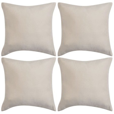 Fundas de cojín 4 uds 40x40cm poliéster gamuza beige de vidaXL, Cojines - Ref: Foro24-131928, Precio: 24,44 €, Descuento: %